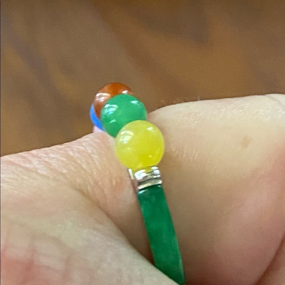 NWT Sterling Silver Multi-Color JADE Bead Ring! - Picture 8 of 9